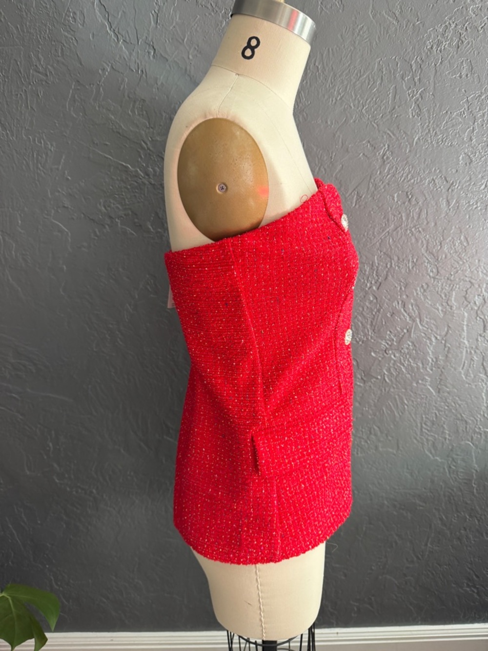 Maeve Red Beaded Strapless Sweetheart Top - Picture 2 of 4